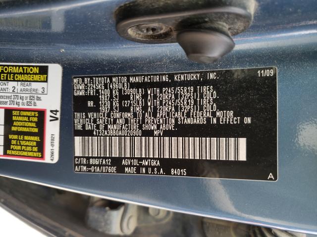 Photo 9 VIN: 4T3ZA3BB0AU020900 - TOYOTA VENZA 