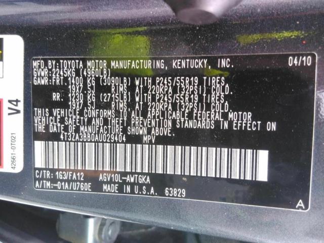 Photo 9 VIN: 4T3ZA3BB0AU029404 - TOYOTA VENZA 