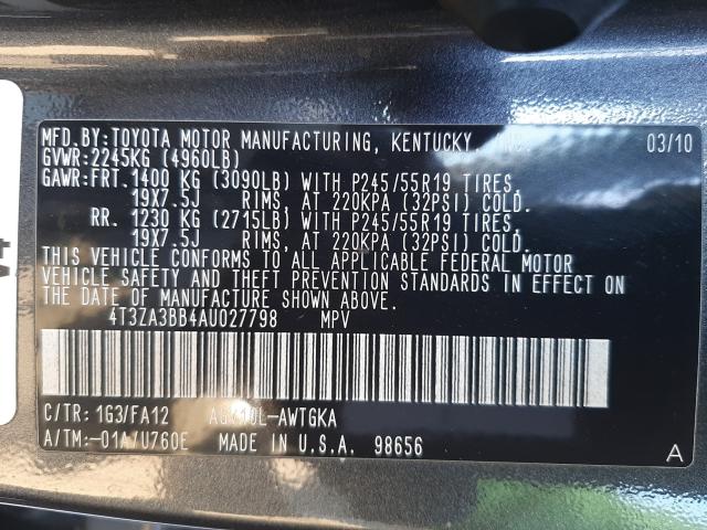 Photo 9 VIN: 4T3ZA3BB4AU027798 - TOYOTA VENZA 