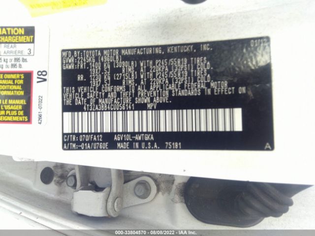 Photo 8 VIN: 4T3ZA3BB4CU056141 - TOYOTA VENZA 