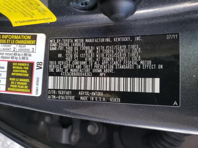 Photo 9 VIN: 4T3ZA3BB6BU048363 - TOYOTA VENZA 