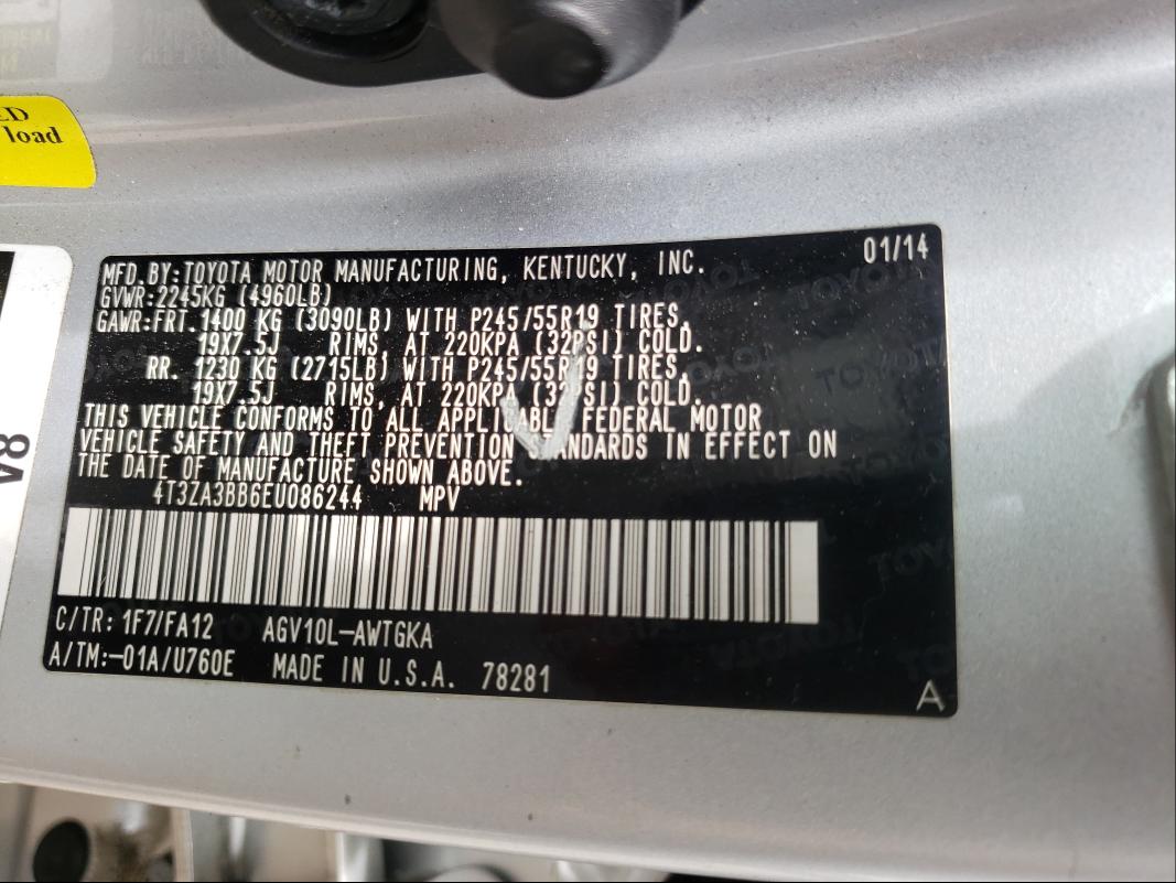 Photo 9 VIN: 4T3ZA3BB6EU086244 - TOYOTA VENZA LE 