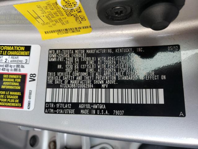 Photo 9 VIN: 4T3ZA3BB7CU062984 - TOYOTA VENZA LE 