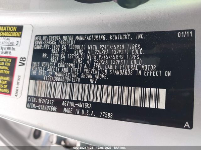 Photo 8 VIN: 4T3ZA3BB8BU041978 - TOYOTA VENZA 