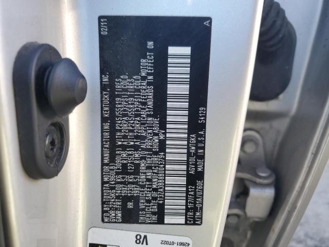 Photo 12 VIN: 4T3ZA3BB8BU043794 - TOYOTA VENZA 