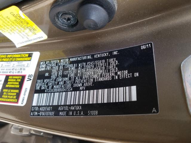 Photo 9 VIN: 4T3ZA3BB8BU047554 - TOYOTA VENZA 