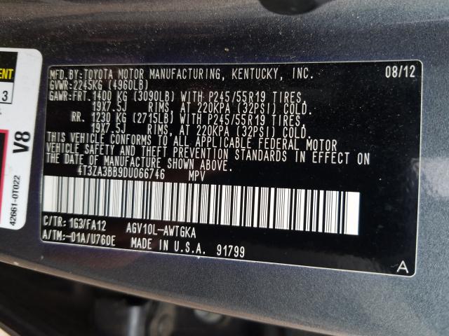 Photo 9 VIN: 4T3ZA3BB9DU066746 - TOYOTA VENZA LE 