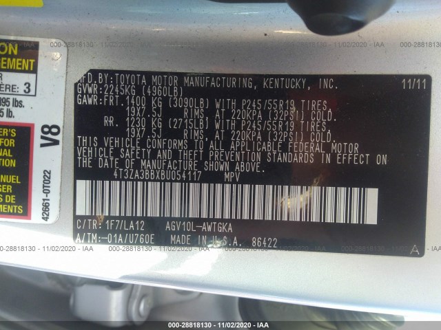 Photo 8 VIN: 4T3ZA3BBXBU054117 - TOYOTA VENZA 