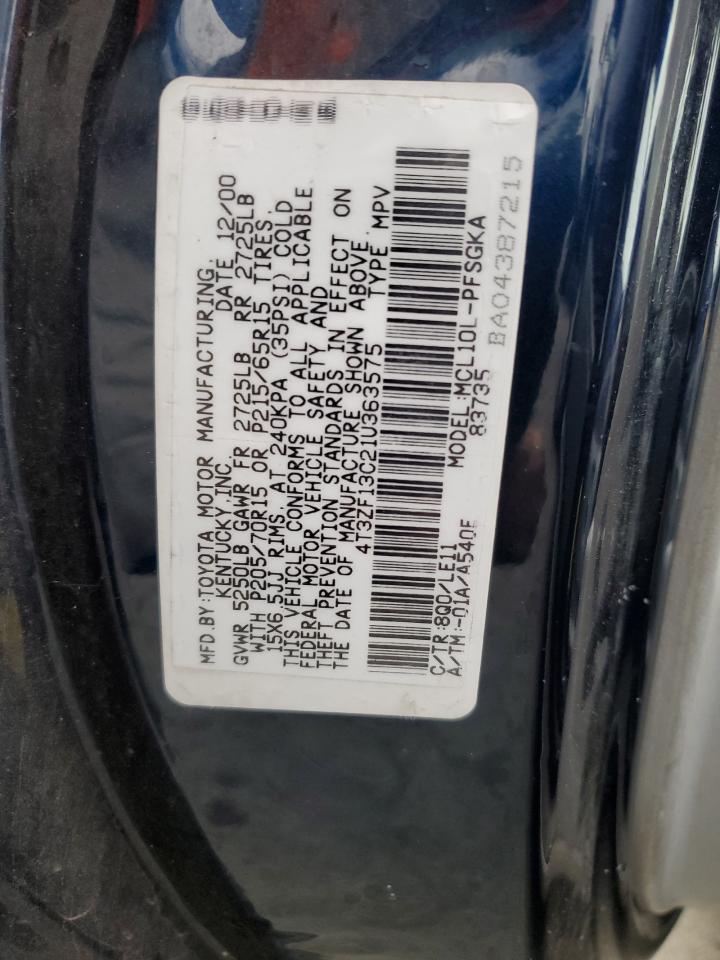 Photo 12 VIN: 4T3ZF13C21U363575 - TOYOTA SIENNA 