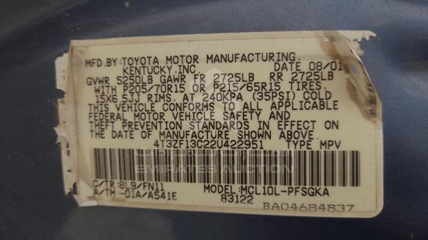 Photo 2 VIN: 4T3ZF13C22U422951 - TOYOTA SIENA 