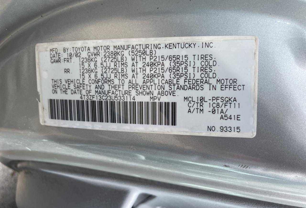 Photo 9 VIN: 4T3ZF13C23U533114 - TOYOTA SIENNA 