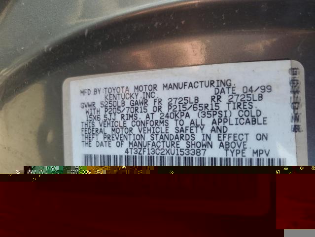 Photo 13 VIN: 4T3ZF13C2XU153387 - TOYOTA SIENNA LE 