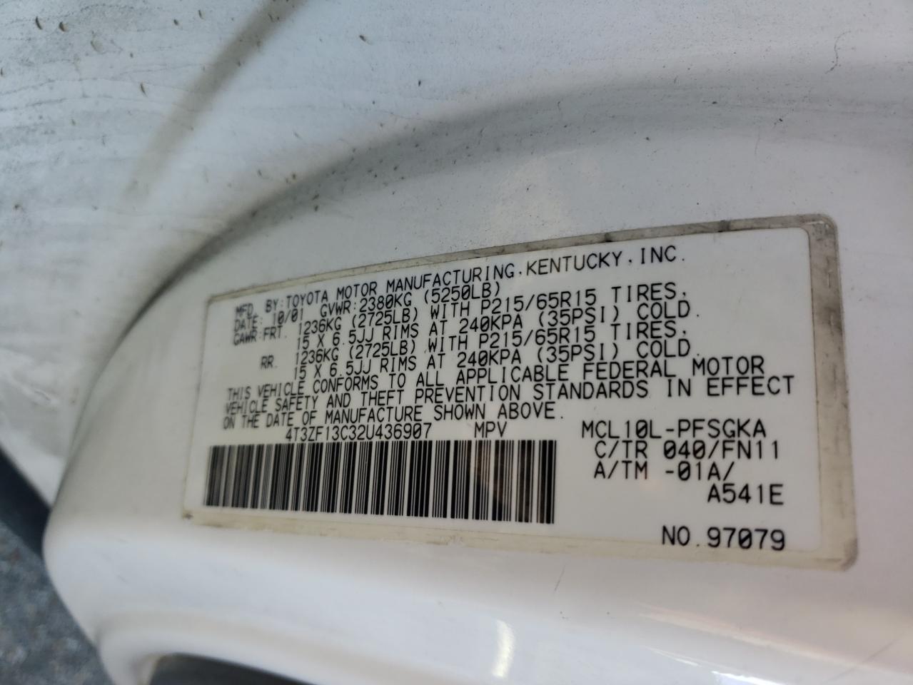 Photo 12 VIN: 4T3ZF13C32U436907 - TOYOTA SIENNA 