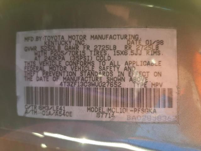 Photo 12 VIN: 4T3ZF13C3WU027652 - TOYOTA ALL MODELS 