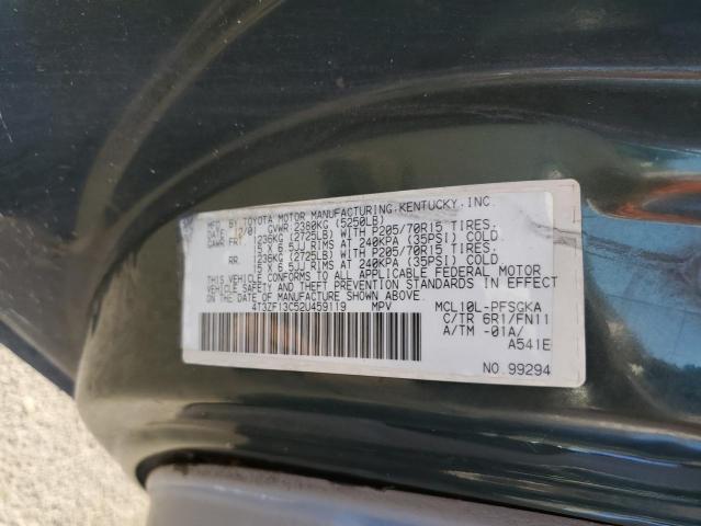 Photo 12 VIN: 4T3ZF13C52U459119 - TOYOTA SIENNA LE 