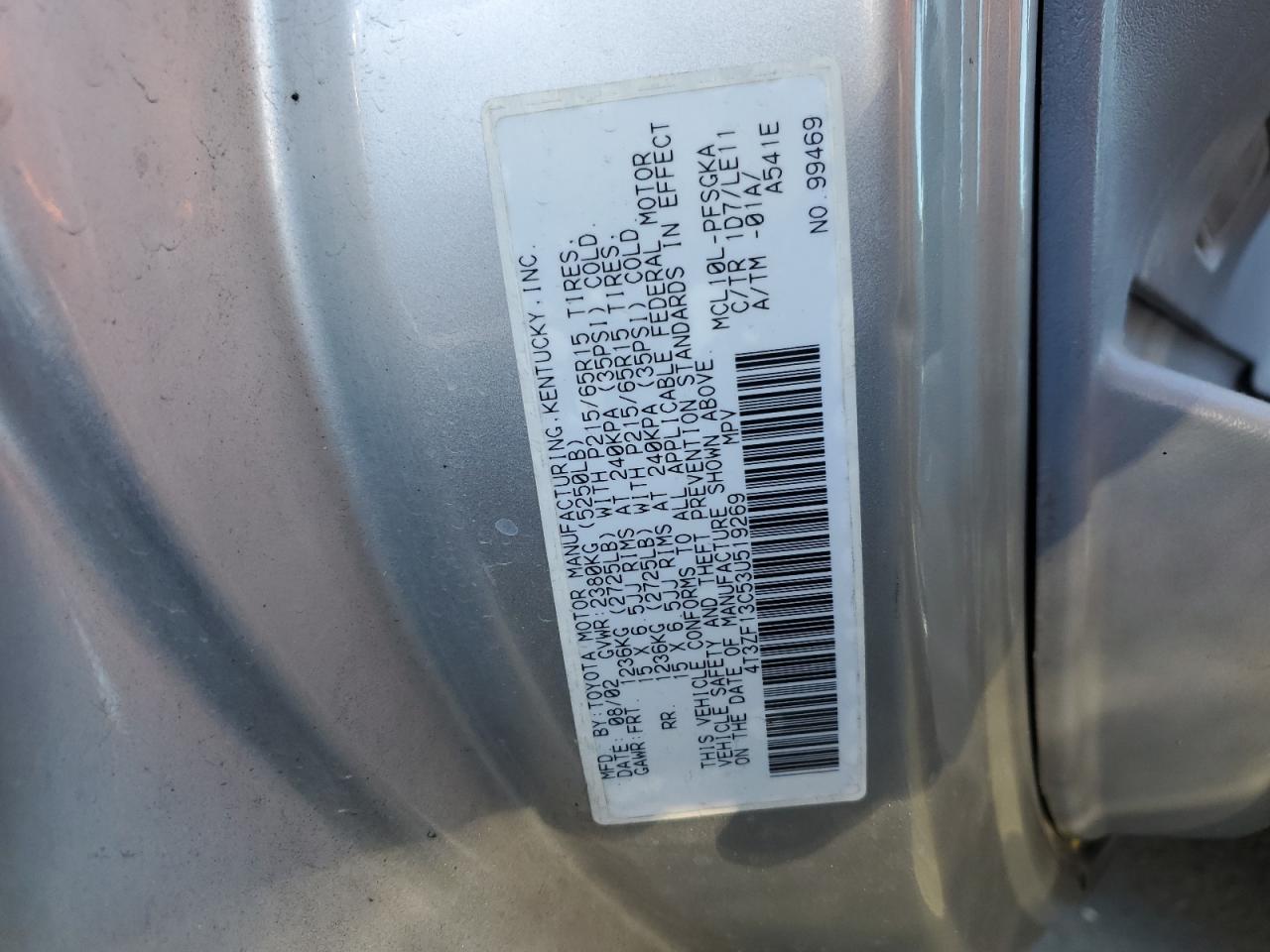 Photo 12 VIN: 4T3ZF13C53U519269 - TOYOTA SIENNA 