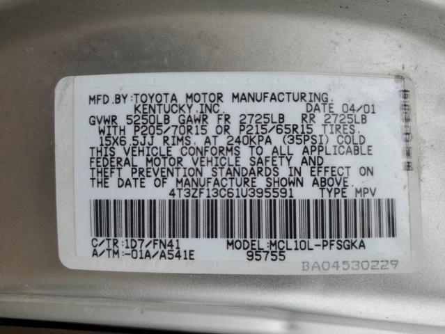 Photo 12 VIN: 4T3ZF13C61U395591 - TOYOTA SIENNA LE 