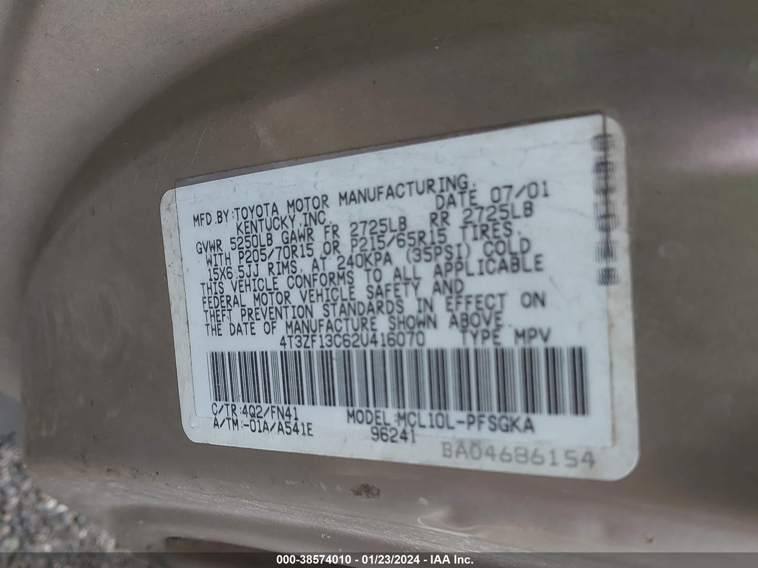 Photo 8 VIN: 4T3ZF13C62U416070 - TOYOTA SIENNA 