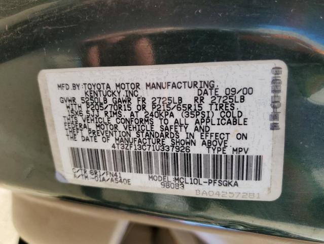 Photo 12 VIN: 4T3ZF13C71U337926 - TOYOTA SIENNA LE 