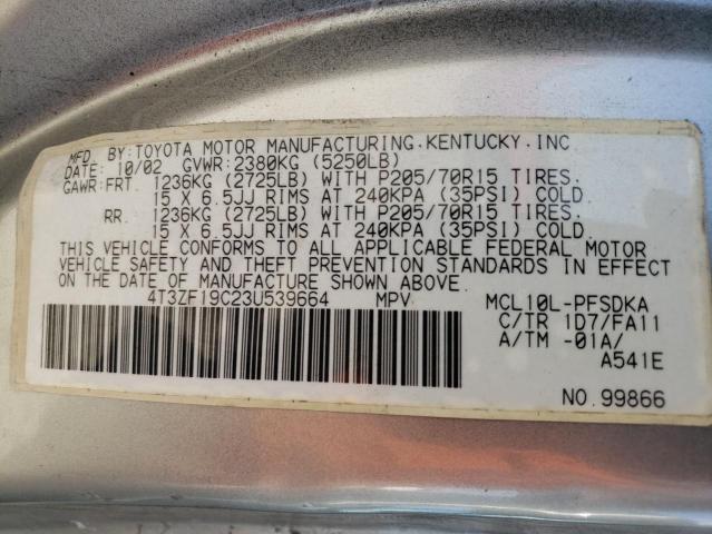 Photo 12 VIN: 4T3ZF19C23U539664 - TOYOTA SIENNA CE 