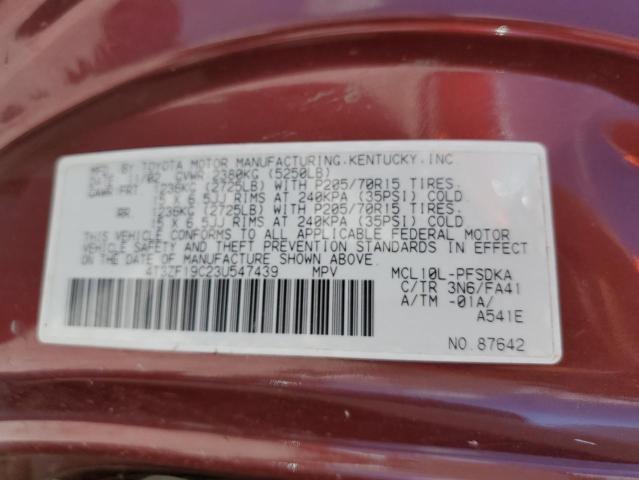 Photo 12 VIN: 4T3ZF19C23U547439 - TOYOTA SIENNA 