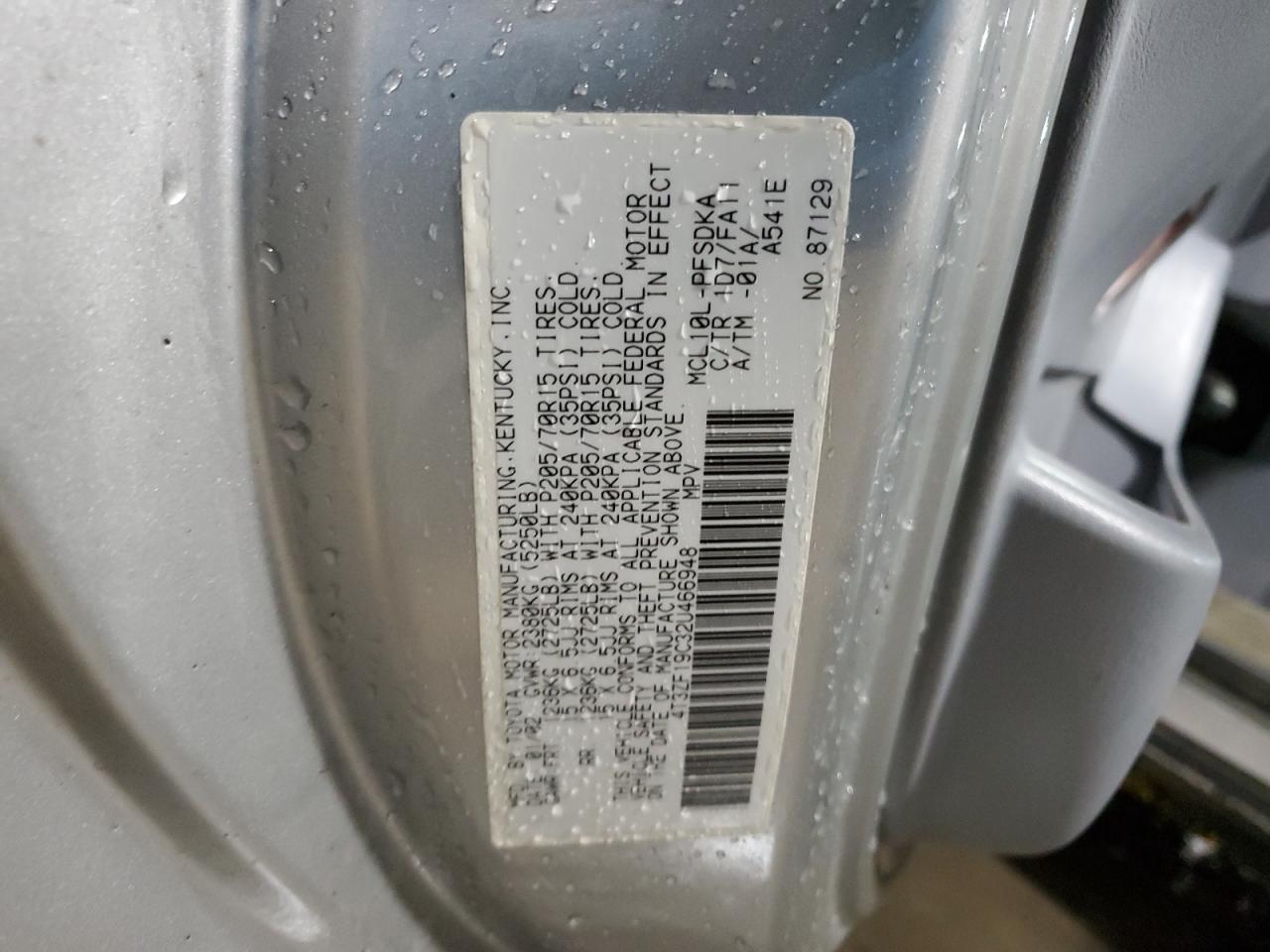 Photo 12 VIN: 4T3ZF19C32U466948 - TOYOTA SIENNA 