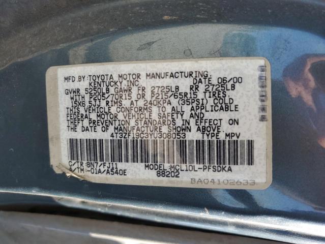 Photo 11 VIN: 4T3ZF19C3YU308053 - TOYOTA SIENNA 