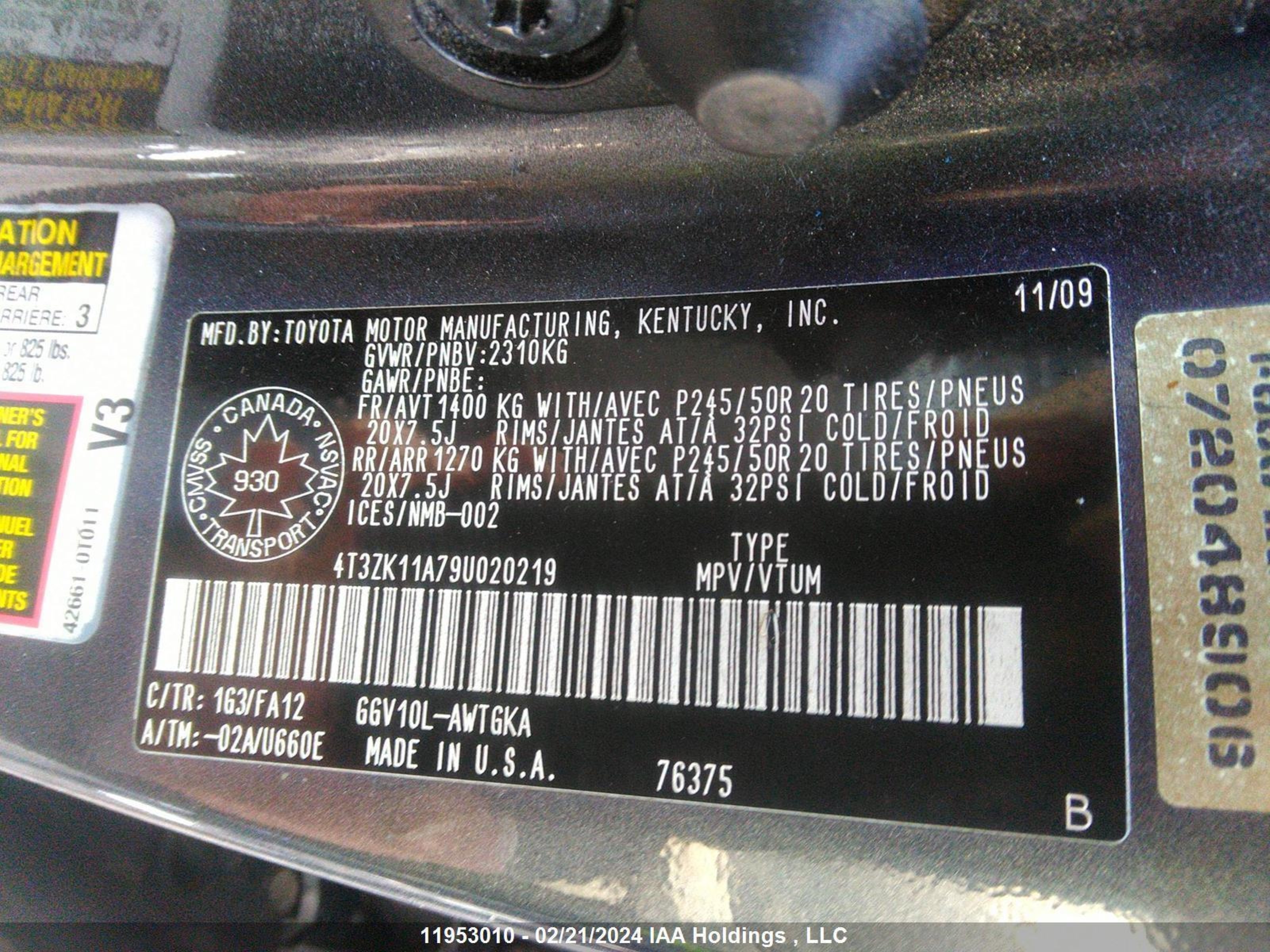 Photo 8 VIN: 4T3ZK11A79U020219 - TOYOTA VENZA 