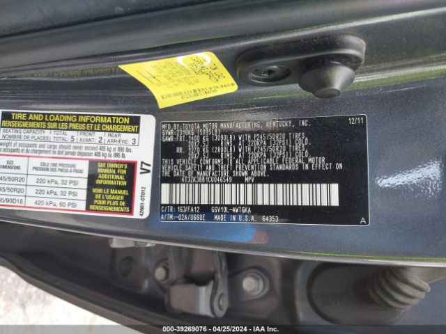 Photo 8 VIN: 4T3ZK3BB1CU046549 - TOYOTA VENZA 