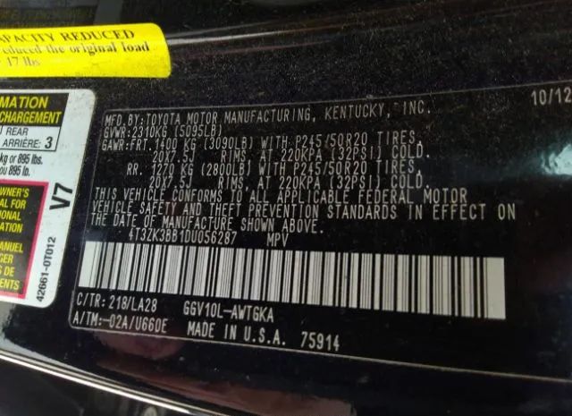 Photo 8 VIN: 4T3ZK3BB1DU056287 - TOYOTA VENZA 