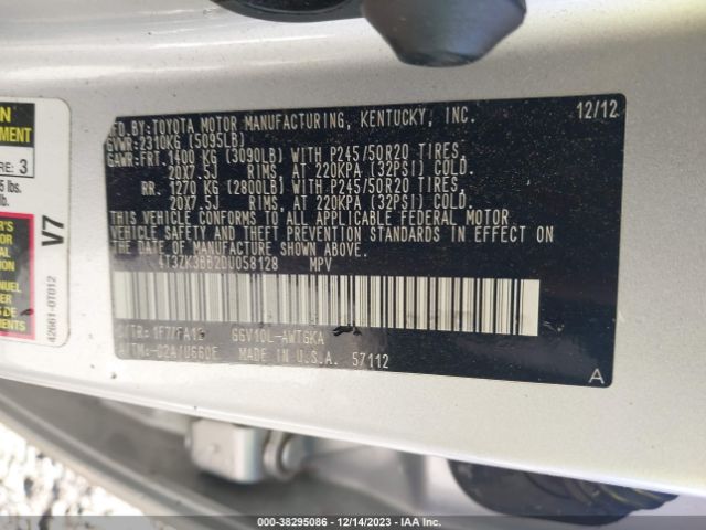 Photo 8 VIN: 4T3ZK3BB2DU058128 - TOYOTA VENZA 