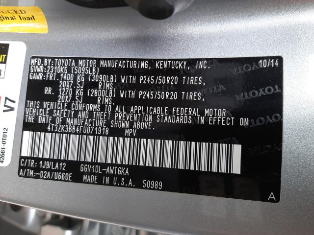 Photo 9 VIN: 4T3ZK3BB4FU071918 - TOYOTA VENZA LE 