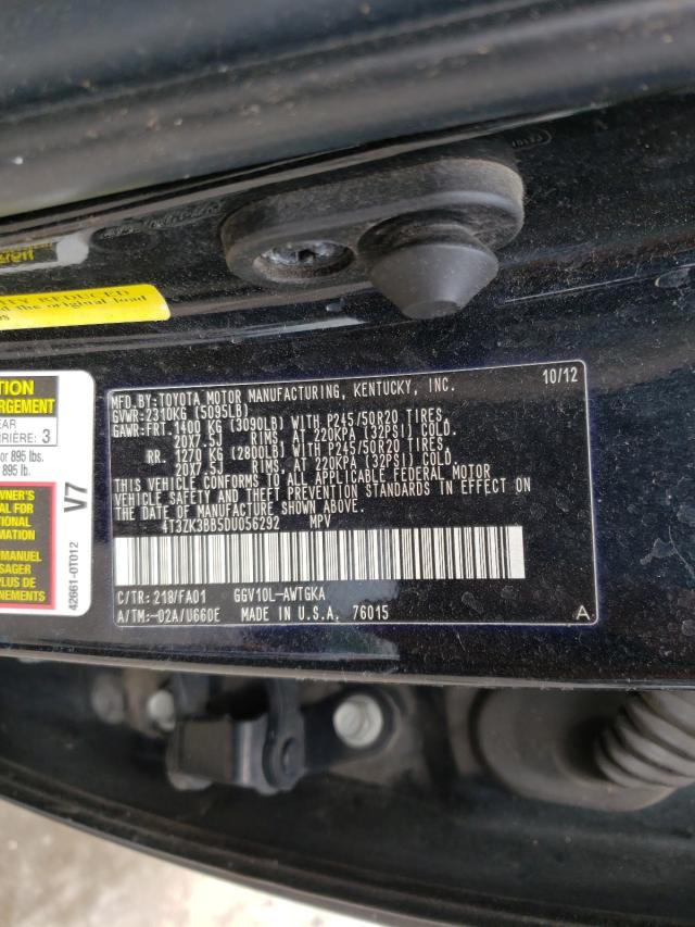 Photo 9 VIN: 4T3ZK3BB5DU056292 - TOYOTA VENZA LE 