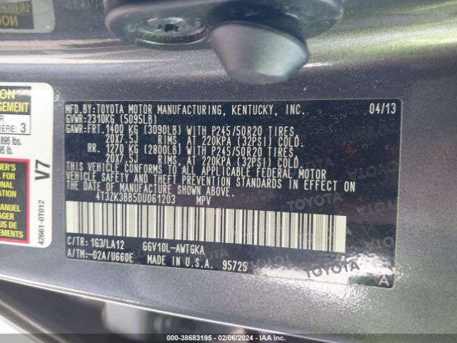 Photo 8 VIN: 4T3ZK3BB5DU061203 - TOYOTA VENZA 