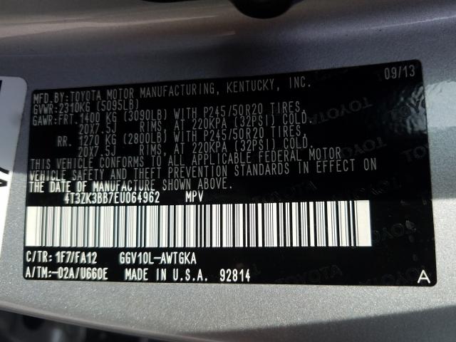 Photo 9 VIN: 4T3ZK3BB7EU064962 - TOYOTA VENZA LE 