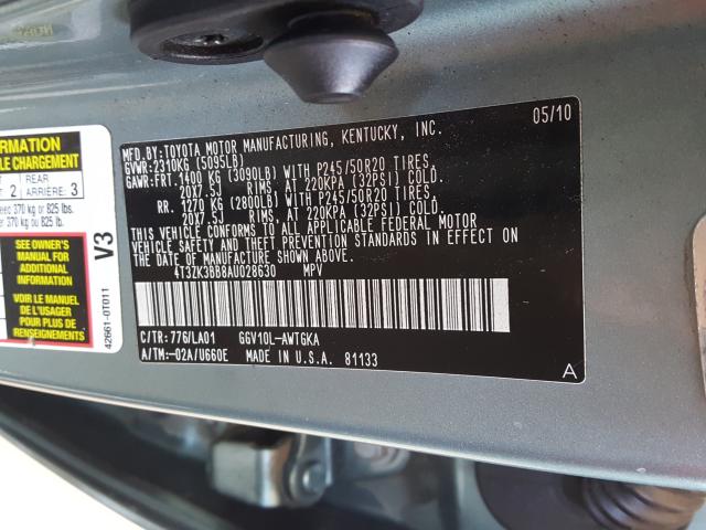 Photo 9 VIN: 4T3ZK3BB8AU028630 - TOYOTA VENZA 