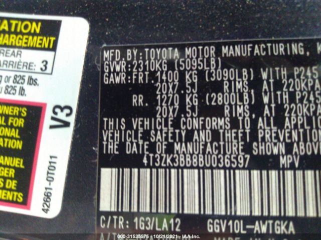 Photo 8 VIN: 4T3ZK3BB8BU036597 - TOYOTA VENZA 