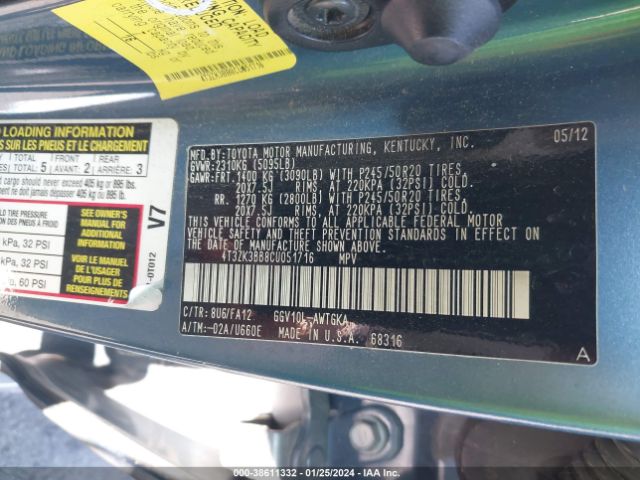 Photo 8 VIN: 4T3ZK3BB8CU051716 - TOYOTA VENZA 