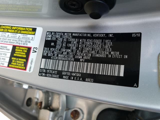 Photo 9 VIN: 4T3ZK3BB9AU028586 - TOYOTA VENZA 