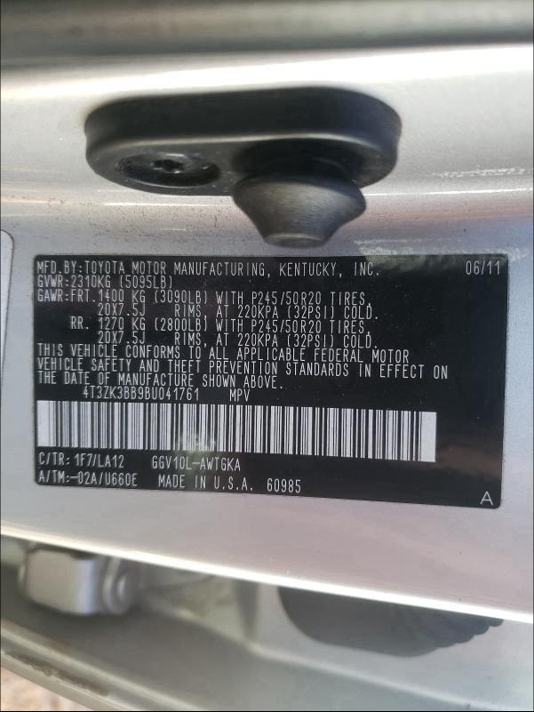 Photo 9 VIN: 4T3ZK3BB9BU041761 - TOYOTA VENZA 