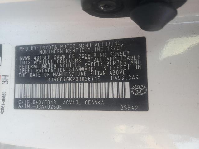 Photo 11 VIN: 4T4BE46K28R036417 - TOYOTA CAMRY CE 