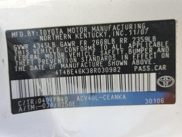 Photo 12 VIN: 4T4BE46K38R030982 - TOYOTA CAMRY 