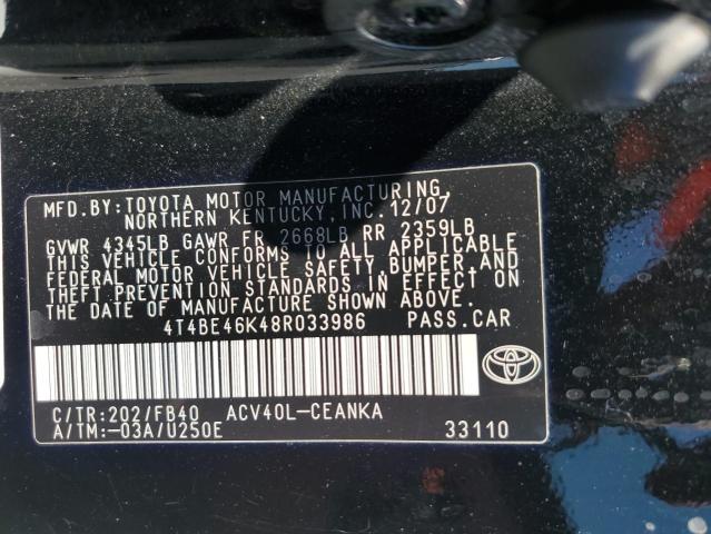 Photo 11 VIN: 4T4BE46K48R033986 - TOYOTA CAMRY 