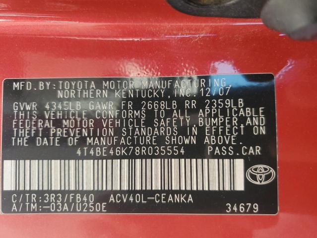 Photo 12 VIN: 4T4BE46K78R035554 - TOYOTA CAMRY CE 