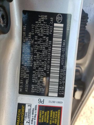 Photo 12 VIN: 4T4BF1FK0CR185798 - TOYOTA CAMRY BASE 