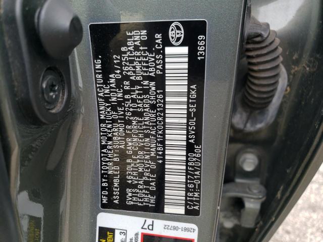 Photo 9 VIN: 4T4BF1FK0CR213261 - TOYOTA CAMRY BASE 