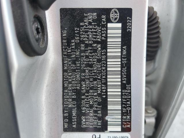 Photo 11 VIN: 4T4BF1FK0CR231615 - TOYOTA CAMRY 