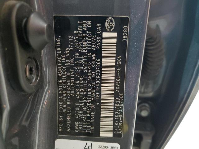 Photo 9 VIN: 4T4BF1FK0CR237866 - TOYOTA CAMRY BASE 