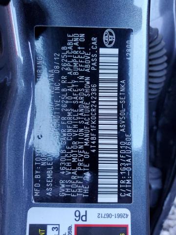 Photo 11 VIN: 4T4BF1FK0CR242386 - TOYOTA CAMRY 