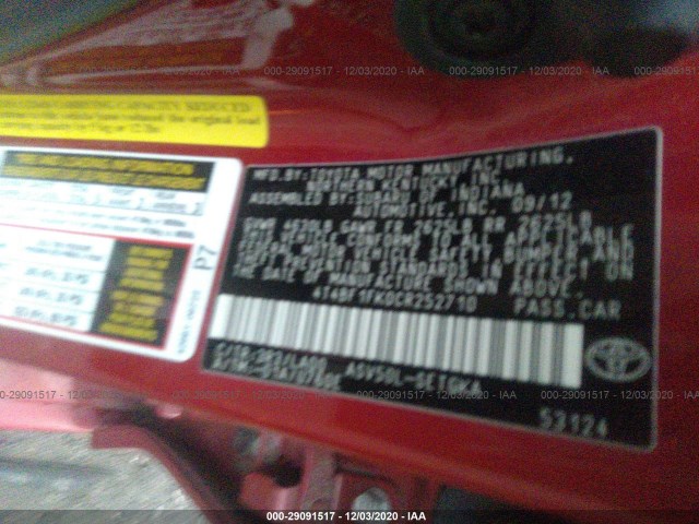 Photo 8 VIN: 4T4BF1FK0CR252710 - TOYOTA CAMRY 